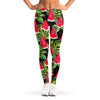 Black Palm Leaf Watermelon Pattern Print Women's Leggings