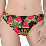 Black Palm Leaf Watermelon Pattern Print Women's Thong