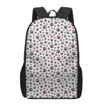 Black Paw And Heart Pattern Print 17 Inch Backpack