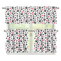 Black Paw And Heart Pattern Print 3 Piece Kitchen Curtains