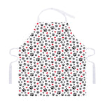 Black Paw And Heart Pattern Print Adjustable Apron