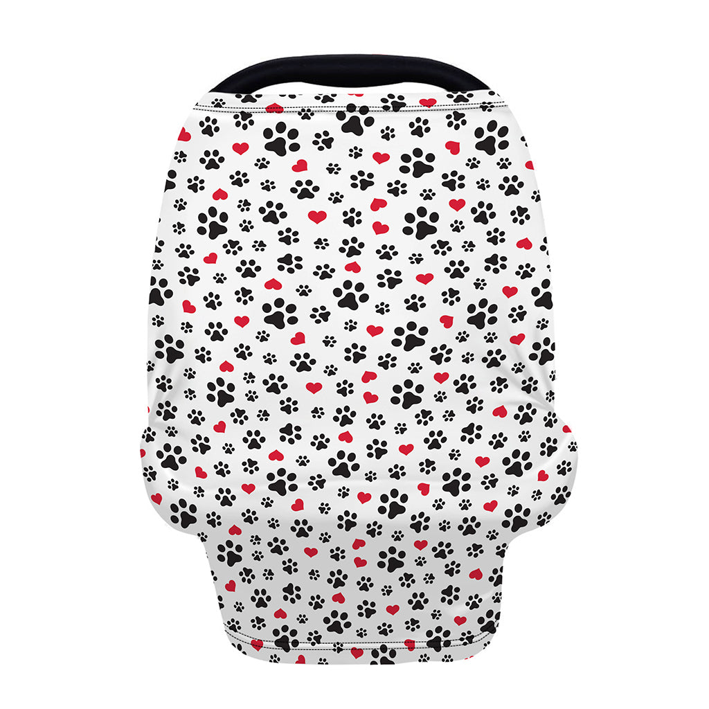 Black Paw And Heart Pattern Print Baby Seat Cover