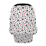 Black Paw And Heart Pattern Print Baby Seat Cover
