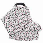 Black Paw And Heart Pattern Print Baby Seat Cover