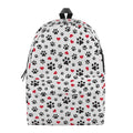 Black Paw And Heart Pattern Print School Backpack