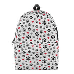 Black Paw And Heart Pattern Print Backpack