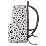 Black Paw And Heart Pattern Print Backpack