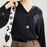 Black Paw And Heart Pattern Print Bag Strap