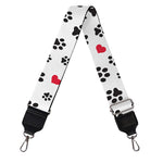 Black Paw And Heart Pattern Print Bag Strap