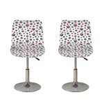 Black Paw And Heart Pattern Print Bar Stool Covers