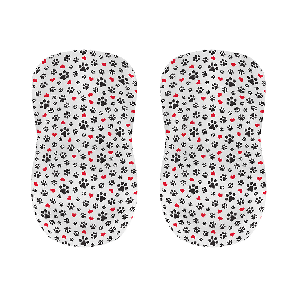 Black Paw And Heart Pattern Print Bar Stool Covers