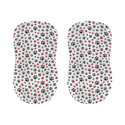 Black Paw And Heart Pattern Print Bar Stool Covers