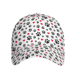 Black Paw And Heart Pattern Print Baseball Cap