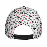 Black Paw And Heart Pattern Print Baseball Cap