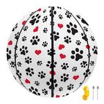 Black Paw And Heart Pattern Print Basketball