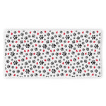 Black Paw And Heart Pattern Print Beach Towel