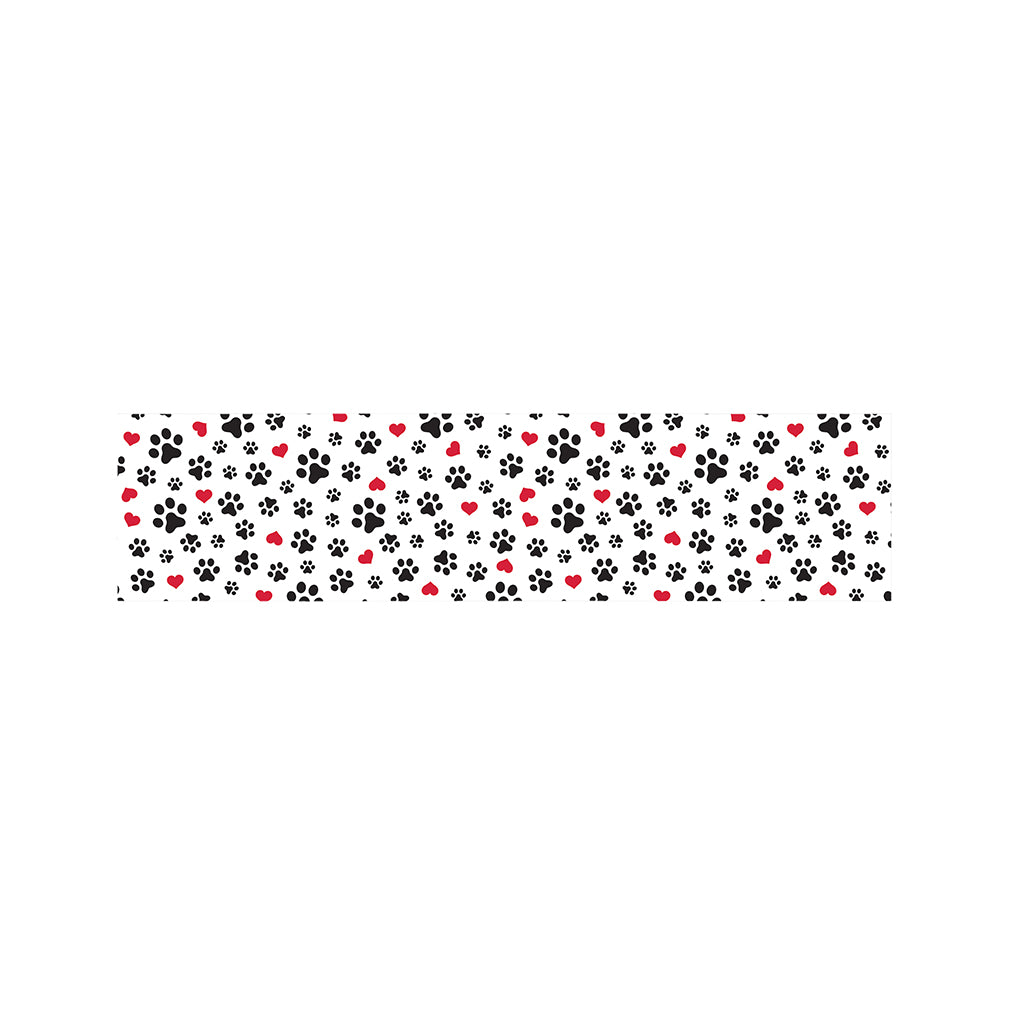 Black Paw And Heart Pattern Print Bed Runner