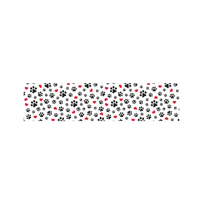 Black Paw And Heart Pattern Print Bed Runner