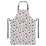 Black Paw And Heart Pattern Print Bib Apron With Pocket