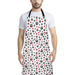 Black Paw And Heart Pattern Print Bib Apron With Pocket