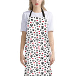 Black Paw And Heart Pattern Print Bib Apron With Pocket