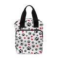 Black Paw And Heart Pattern Print Bible Tote Bag