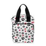 Black Paw And Heart Pattern Print Bible Tote Bag
