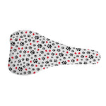 Black Paw And Heart Pattern Print Bicycle Seat Cover
