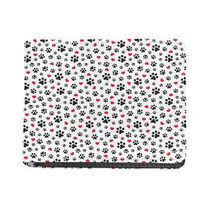 Black Paw And Heart Pattern Print Bifold Wallet