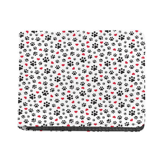 Black Paw And Heart Pattern Print Bifold Wallet