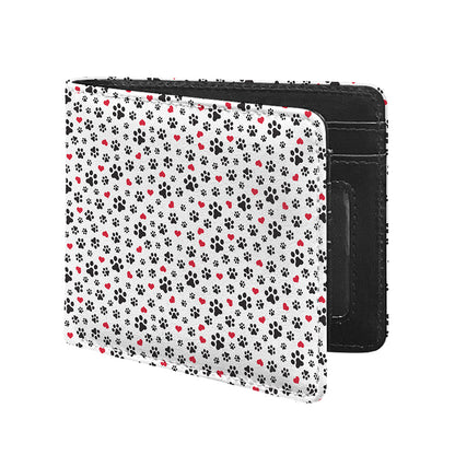 Black Paw And Heart Pattern Print Bifold Wallet