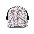 Black Paw And Heart Pattern Print Black Mesh Trucker Hat