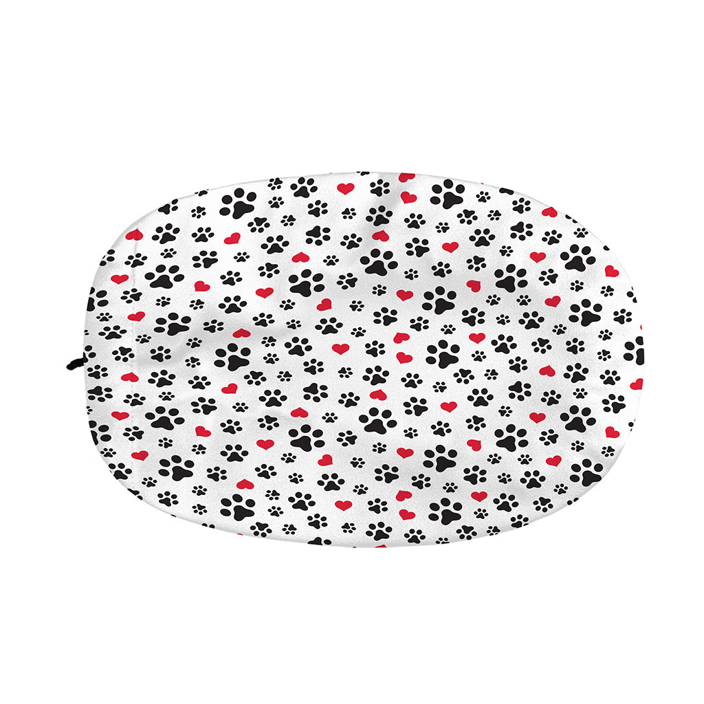 Black Paw And Heart Pattern Print Car Side Mirror Covers
