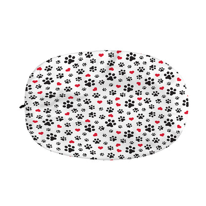 Black Paw And Heart Pattern Print Car Side Mirror Covers