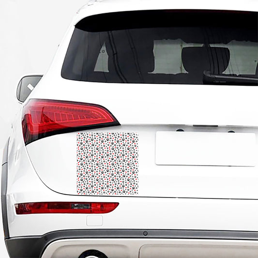 Black Paw And Heart Pattern Print Car Sticker