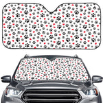 Black Paw And Heart Pattern Print Car Windshield Sun Shade