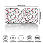 Black Paw And Heart Pattern Print Car Windshield Sun Shade