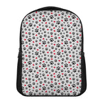 Black Paw And Heart Pattern Print Casual Backpack