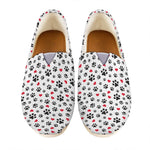 Black Paw And Heart Pattern Print Casual Shoes