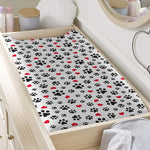 Black Paw And Heart Pattern Print Changing Pad Cover