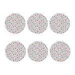 Black Paw And Heart Pattern Print Coaster Set