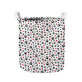 Black Paw And Heart Pattern Print Collapsible Laundry Basket