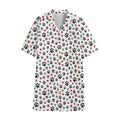 Black Paw And Heart Pattern Print Cotton Hawaiian Shirt