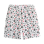 Black Paw And Heart Pattern Print Cotton Shorts