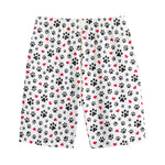 Black Paw And Heart Pattern Print Cotton Shorts