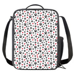 Black Paw And Heart Pattern Print Crossbody Lunch Bag