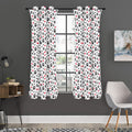 Black Paw And Heart Pattern Print Grommet Curtain Panels