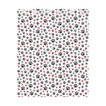 Black Paw And Heart Pattern Print Curtain