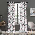 Black Paw And Heart Pattern Print Curtain