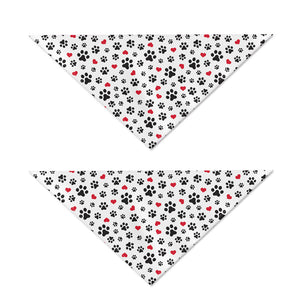 Black Paw And Heart Pattern Print Dog Bandana